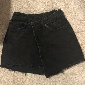 Agolde denim cross cross mini skirt, size 26 (size tag has been removed)
